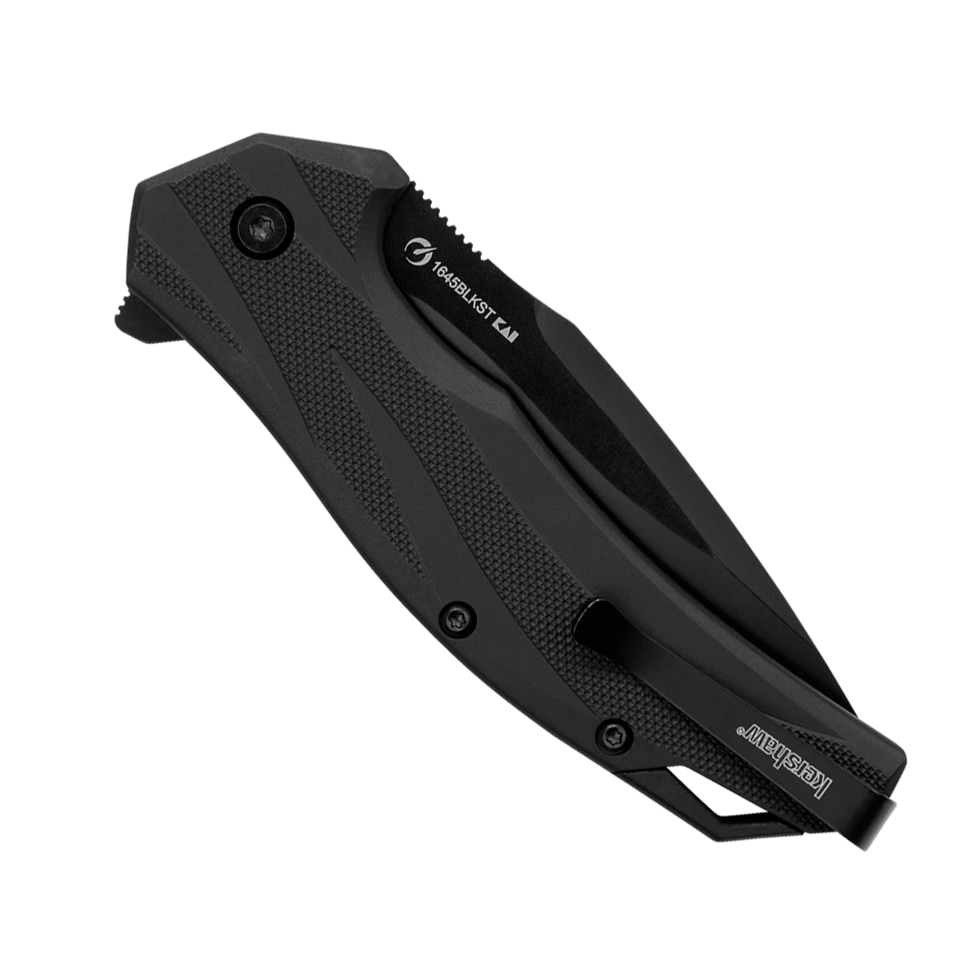 Kershaw Black Glass-Reinforced Nylon Lateral Assisted Flipper Knife, Black Oxide Drop Point Blade 2 Kershaw Black Glass-Reinforced Nylon Lateral Assisted Flipper Knife, Black Oxide Drop Point Blade - Image 2