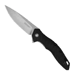 Kershaw Black Glass-Reinforced Nylon Shoreline Assisted Flipper Knife, Stonewashed Drop Point Blade