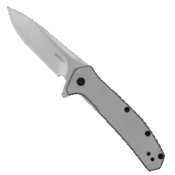 Kershaw Stainless Steel Outcome Assisted Flipper Knife, Stonewashed Drop Point Blade