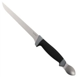Kershaw 1243SH Black/Dark Grey 7" Fillet Fixed Blade Knife & Spoon, Satin Bade