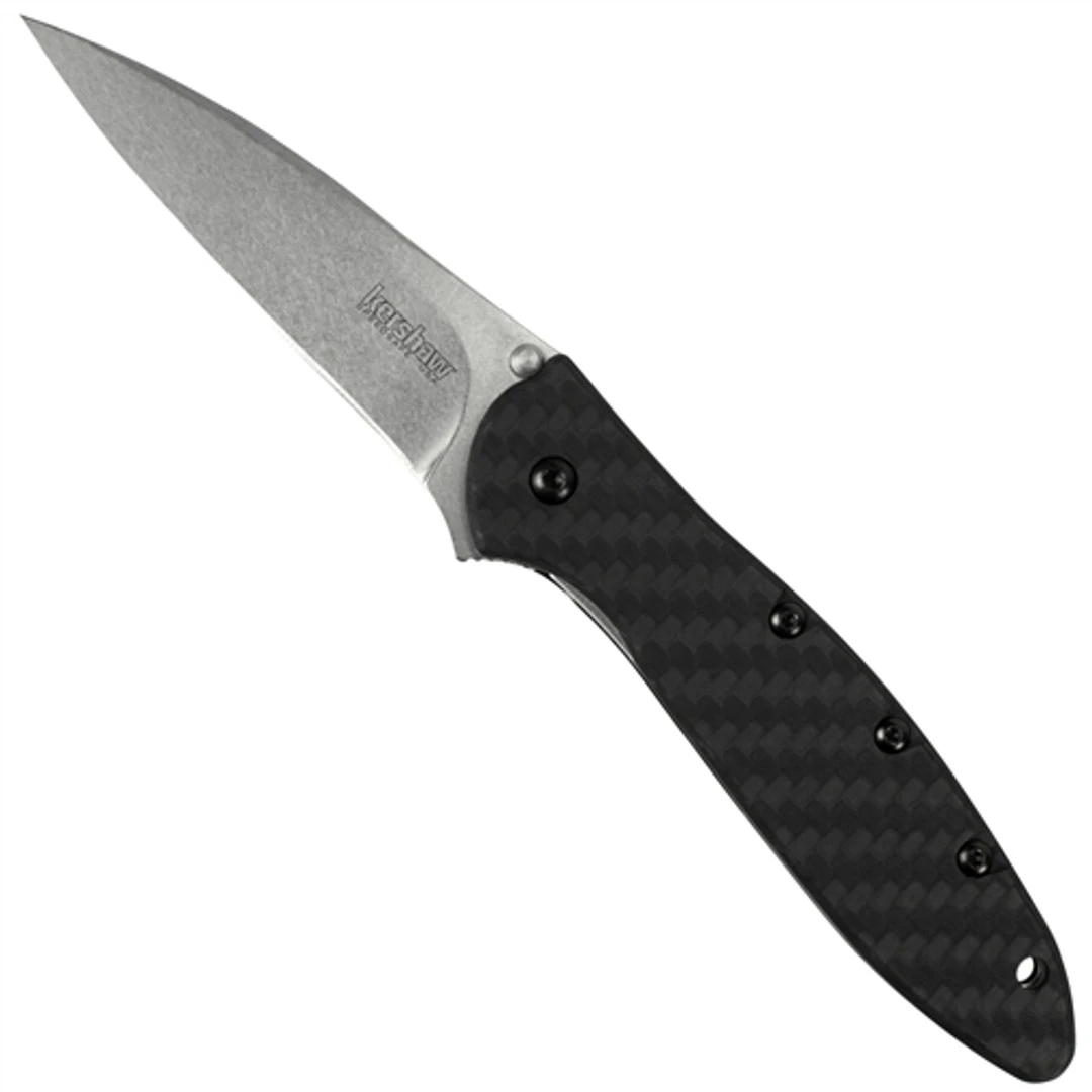 Kershaw 1660CF Leek Carbon Fiber Spring Assist Knife, CPM-154 Stonewash Blade 1 Kershaw 1660CF Leek Carbon Fiber Spring Assist Knife, CPM-154 Stonewash Blade
