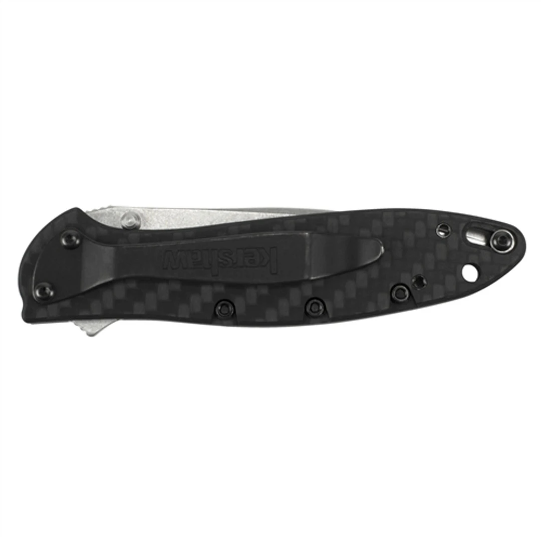 Kershaw 1660CF Leek Carbon Fiber Spring Assist Knife, CPM-154 Stonewash Blade 2 Kershaw 1660CF Leek Carbon Fiber Spring Assist Knife, CPM-154 Stonewash Blade - Image 2