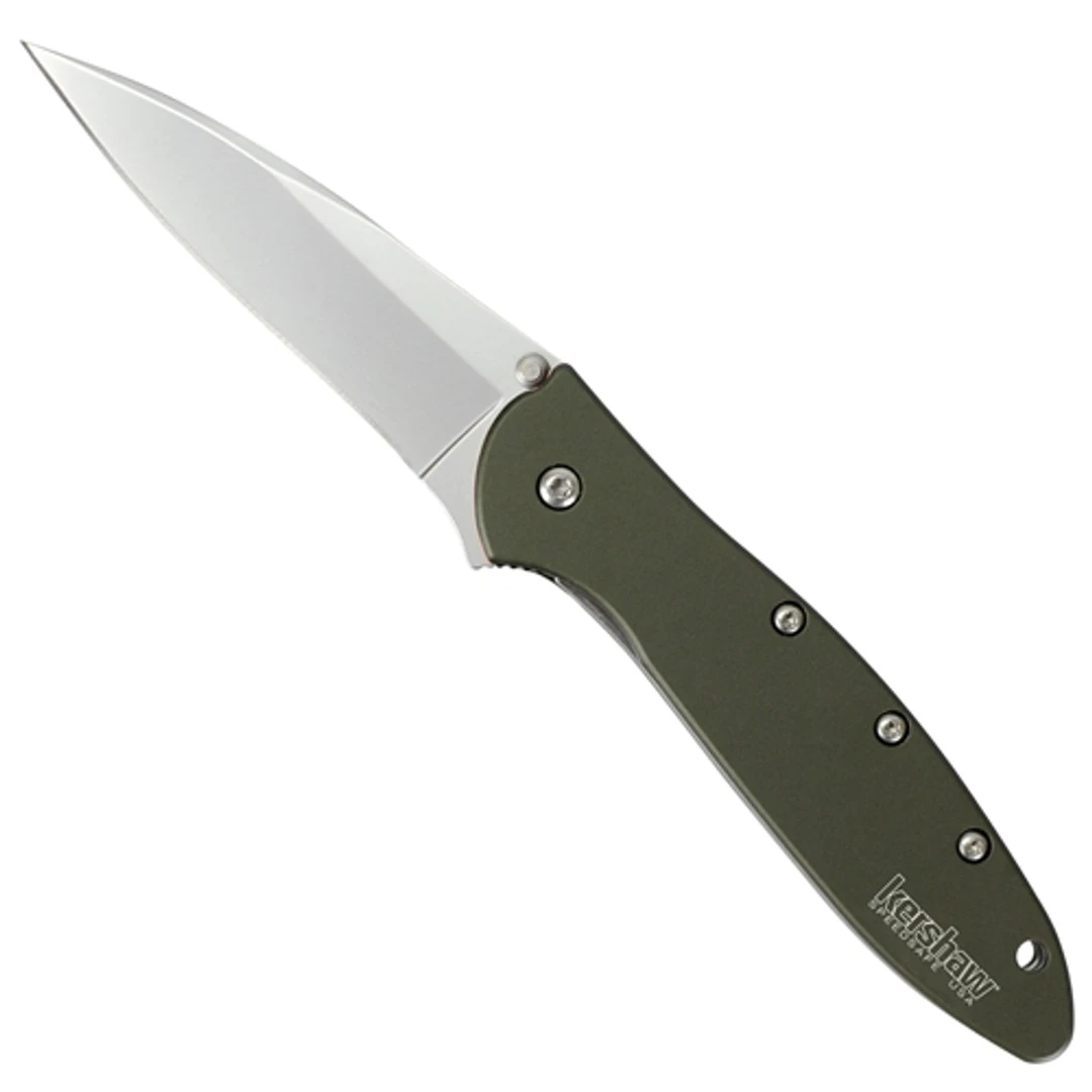 Kershaw Olive Drab Leek Spring Assist Knife, Plain Blade, 1660OL 1 Kershaw Olive Drab Leek Spring Assist Knife, Plain Blade, 1660OL