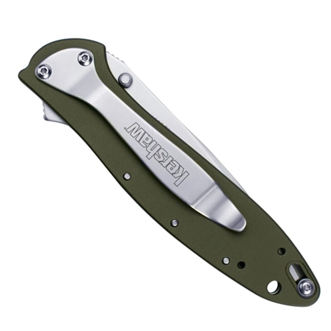 Kershaw Olive Drab Leek Spring Assist Knife, Plain Blade, 1660OL 2 Kershaw Olive Drab Leek Spring Assist Knife, Plain Blade, 1660OL - Image 2