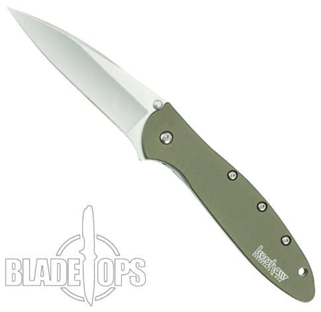 Kershaw Olive Drab Leek Spring Assist Knife, Plain Blade, 1660OL 4 Kershaw Olive Drab Leek Spring Assist Knife, Plain Blade, 1660OL - Image 4