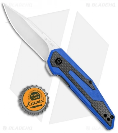 Kershaw Anso Fraxion Liner Lock Knife CF/Blue G-10 (2.75" Satin) 1160BLU 4 Kershaw Anso Fraxion Liner Lock Knife CF/Blue G-10 (2.75" Satin) 1160BLU - Image 4