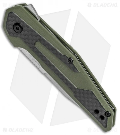 Kershaw Anso Fraxion Liner Lock Knife CF/OD Green G-10 (2.75" Satin) 1160OL 2 Kershaw Anso Fraxion Liner Lock Knife CF/OD Green G-10 (2.75" Satin) 1160OL - Image 2