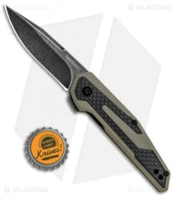 Kershaw Anso Fraxion Liner Lock Knife CF/Tan G-10 (2.75" Blackwash) 1160TANBW -Blade HQ Kershaw Anso Fraxion LL CF Tan G 10 Blackwash 1160TANBW BHQ 80566 jr bottlecap