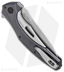 Kershaw Bareknuckle Sub Frame Lock Knife Gray Al (3.5" Stonewash) 7777 -Blade HQ Kershaw Bareknuckle Sub FL Gray Aluminum SW 7777 BHQ 80586 jr side 2