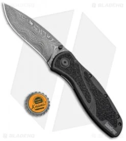 Kershaw Blur Assisted Opening Knife Black Aluminum (3.375" Damascus) 1670BLKDAM -Blade HQ Kershaw Blur Assisted Opening Knife Black Aluminum Damascus 1670BLKDAM BHQ 107879 kp bottlecap jr