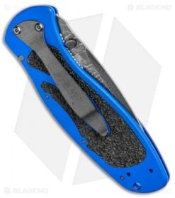 Kershaw Blur Assisted Opening Knife Blue Aluminum (3.375" Damascus) 1670NBDAM -Blade HQ Kershaw Blur Assisted Opening Knife Blue Aluminum Damascus 1670NBDAM BHQ 107880 kp side jr