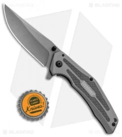 Kershaw Duojet A/O Frame Lock Knife Gray SS/Carbon Fiber (3.25" Gray) 8300 -Blade HQ Kershaw Duojet AO FL Gray SS CF Gray 8300 BHQ 80590 jr bottlecap