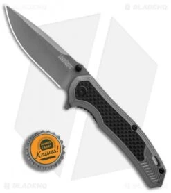 Kershaw Fringe A/O Frame Lock Knife Gray SS/Carbon Fiber (3" Gray) 8310 -Blade HQ Kershaw Fringe AO Gray SS Carbon Fiber Gray BHQ 80593 er bottlecap