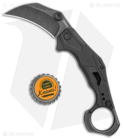 Kershaw Outlier Assisted Karambit Knife Black GRN (2.5" Black Stonewash) 2064 -Blade HQ Kershaw Karambit Black Dark SW jr bottlecap large
