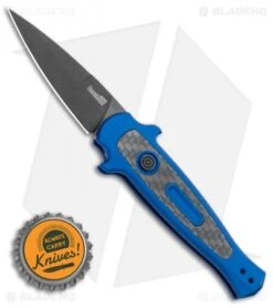 Kershaw Launch 12 Mini Stiletto Automatic Knife Blue/CF (2.5" Black) 7125BLUBLK -Blade HQ Kershaw Launch 12 Mini Stiletto Automatic Knife Blue 2.5 Black 7125BLUBLK BHQ 117960 LS Spine