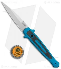 Kershaw Launch 8 Stiletto Automatic Knife Teal/CF (3.5" Stonewash) -Blade HQ Kershaw Launch 8 Stiletto Auto Teal CF SW KER7150TEALSW BHQ 105834 jr bottlecap