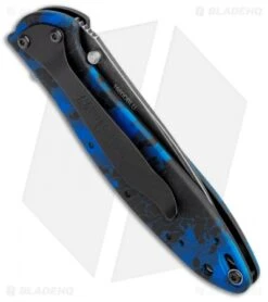 Kershaw Leek Spring Assisted Knife A/O Digital Blue (3" Black SW) 1660DBLU -Blade HQ Kershaw Leek A O Digital Blue Blackwash KS1660DBLU BHQ 102811 jr side