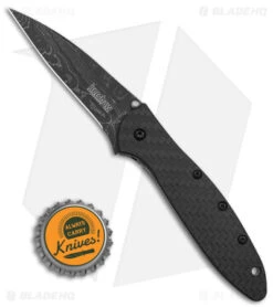 Kershaw Leek Assisted Opening Knife CF (3.4" Damascus) -Blade HQ Kershaw Leek AO CF Damascus BHQ 165799 td size