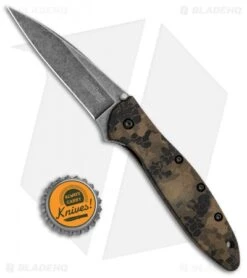 Kershaw Leek Spring Assisted Knife A/O Digital Brown (3" Black SW) 1660DEB 7 Kershaw Leek Spring Assisted Knife A/O Digital Brown (3" Black SW) 1660DEB -Blade HQ Kershaw Leek Auto Digital Brown Blackwash BHQ 113292 jr bottlecap