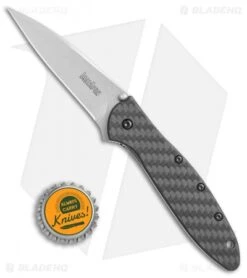 Kershaw Leek Assisted Opening Knife Carbon Fiber (3" Stonewash) 1660CF -Blade HQ Kershaw Leek cf sw BHQ 52168 jr bottlecap