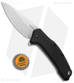 Kershaw Link Drop Point Knife Black (3.25" M390 Stonewash) 1776BLK -Blade HQ Kershaw Link DP Black SW 1776BLK BHQ 75307 jr bottlecap 2