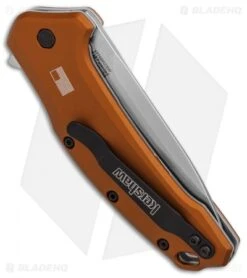 Kershaw Link Drop Point Knife Flat Dark Earth Aluminum (3.25" Stonewash Serr) 5 Kershaw Link Drop Point Knife Flat Dark Earth Aluminum (3.25" Stonewash Serr) -Blade HQ Kershaw Link Drop Point Flat Dark Earth Aluminum SW Serr BHQ 85192 er side