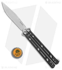 Kershaw Lucha Balisong Butterfly Knife Black (4.5" Stonewash) 5150BLK -Blade HQ Kershaw Lucha Balisong Butterfly Black SW BHQ 117073 jr bottlecap