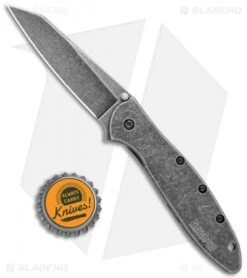 Kershaw Random Leek Reverse Tanto Assisted Opening Knife (3" Black SW) -Blade HQ Kershaw Random Leek Reverse Tanto Assited Opening BlackWash 1660RBW BHQ 123397 jr bottlecap