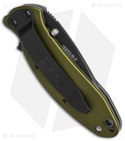 Kershaw Scallion Assisted Opening Knife Olive (2.25" Black) 1620OLBLK -Blade HQ Kershaw Scallion Assisted Opening Knife Olive 2in Black BHQ 11769 td side