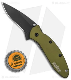 Kershaw Scallion Assisted Opening Knife Olive (2.25" Black) 1620OLBLK -Blade HQ Kershaw Scallion Assisted Opening Knife Olive 2in Black BHQ 11769 td size