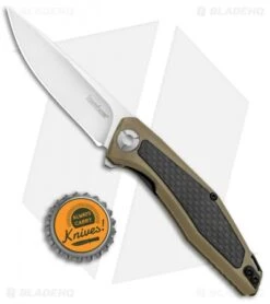 Kershaw Sinkevich Atmos Liner Lock Knife Tan G-10/Carbon Fiber (3" Satin) -Blade HQ Kershaw Sinkevich Atomost LL Tan G 10 CF Satin KS4037TAN BHQ 90132 jr bottlecap