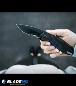 Kershaw Blur Assisted Opening Knife Black (3.375" Black Serr) 1670BLKST -Blade HQ kershaw blur black serr 1670BLKST hand dl