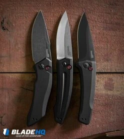 Kershaw Launch 1 Automatic Knife Black Aluminum (3.4" BlackWash) 7100BW -Blade HQ kershaw launch 1 blackwash 2 sw 3 blk dl large