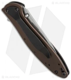 Kershaw Leek Assisted Opening Knife Brown (3" Stonewash) Elmax 1660SWBRN -Blade HQ kershaw leek brown 1660sw brn side cm